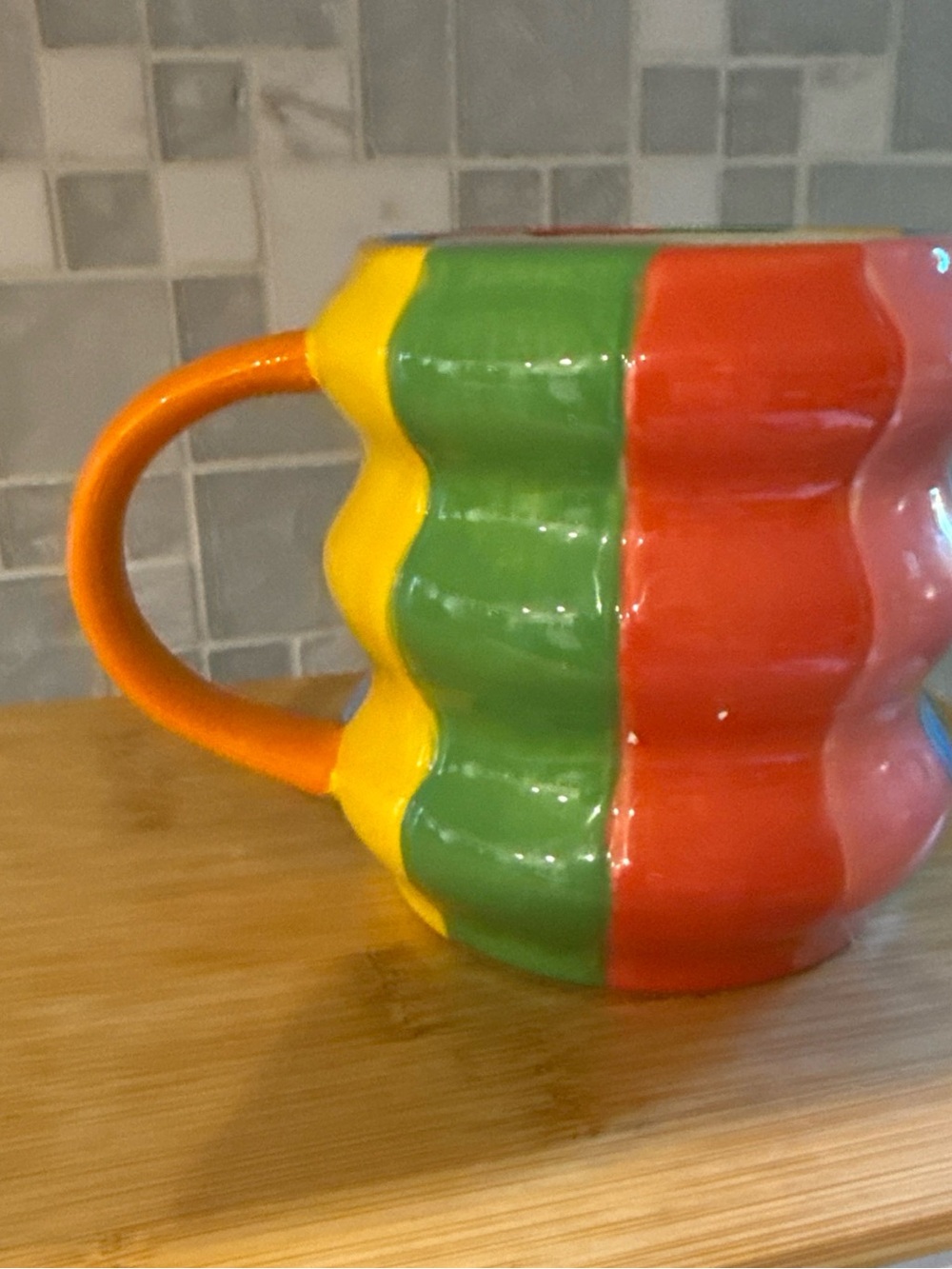 Ban.dō Ceramic Mug Rainbow Colorwave Handpainted Urban Outfitters New Mod Design